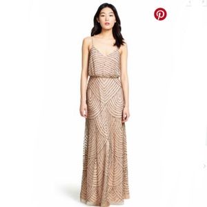 Adrianna Papell Art Deco Blouson Beaded Gown